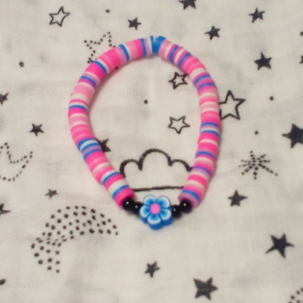 Handmade bracelet using clay beads.